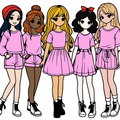a group of five girls