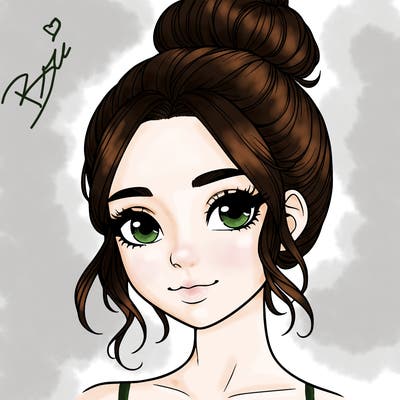 realistic pretty girl with hair in bun