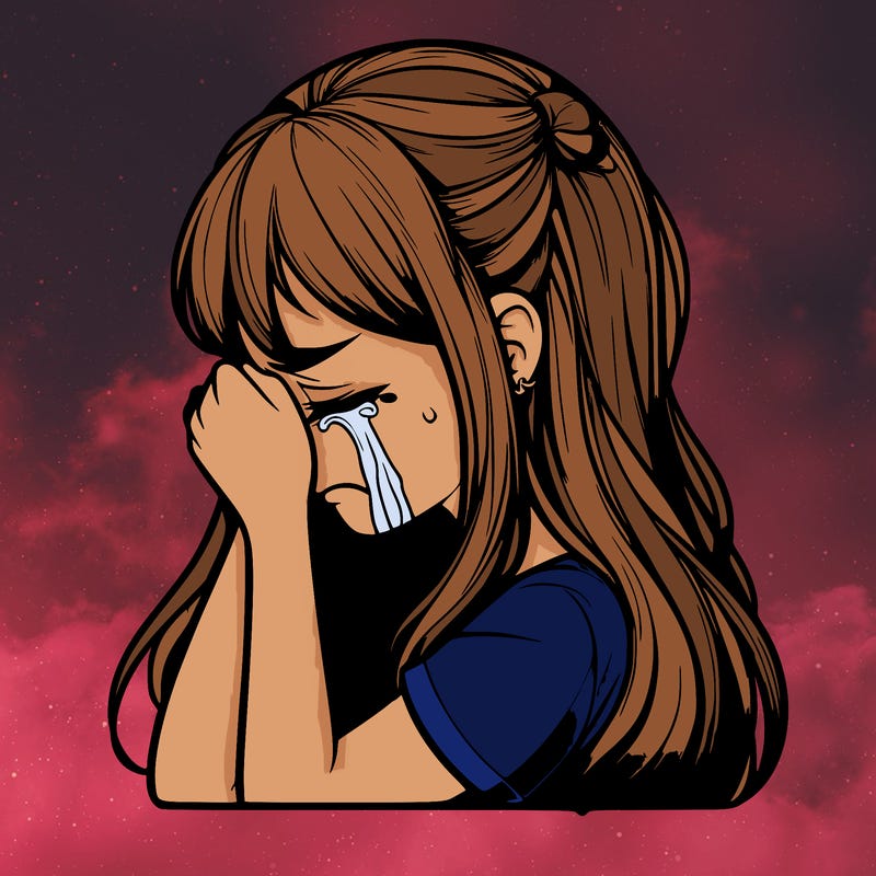 realistic girl crying in depression