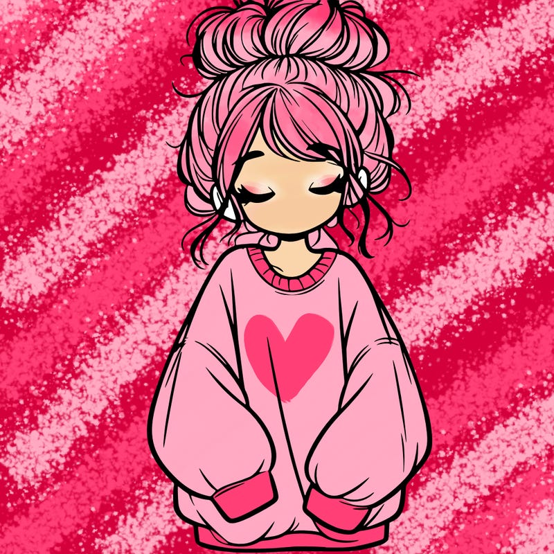 girl with baggy sweatshirt and messy bun