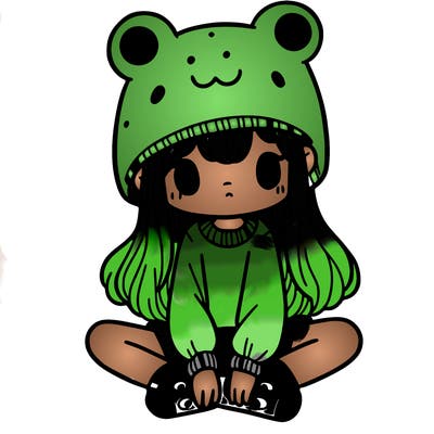 a girl wearing a frog hat and some frog socks