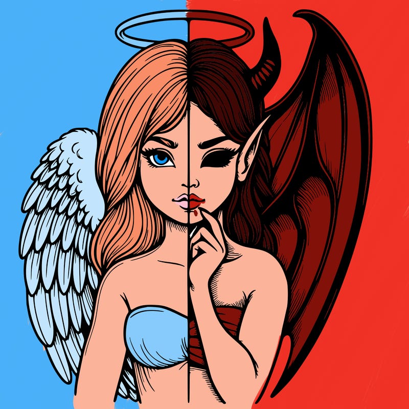 realistic angel half demon