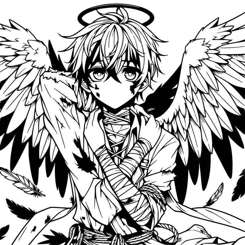 detailed anime fallen angel