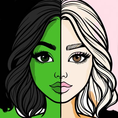 realistic girl split half