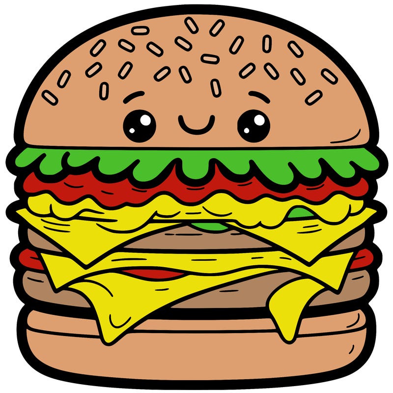 cheeseburger with a face