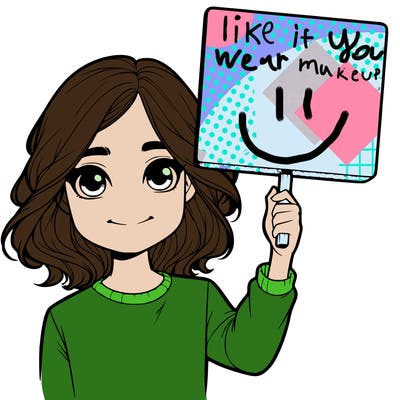 realistic girl holding up a sign