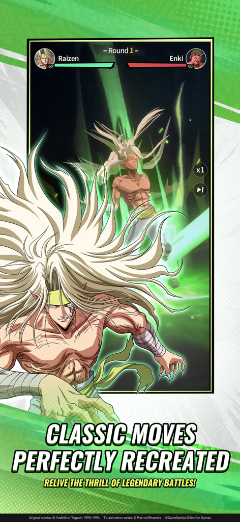 Yu Yu Hakusho：Slugfest - Raizen battling Enki in the Yu Yu Hakusho Slugfest mobile game