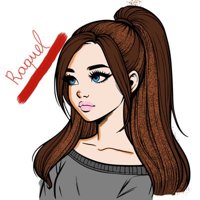 realistic girl with a high ponytail
