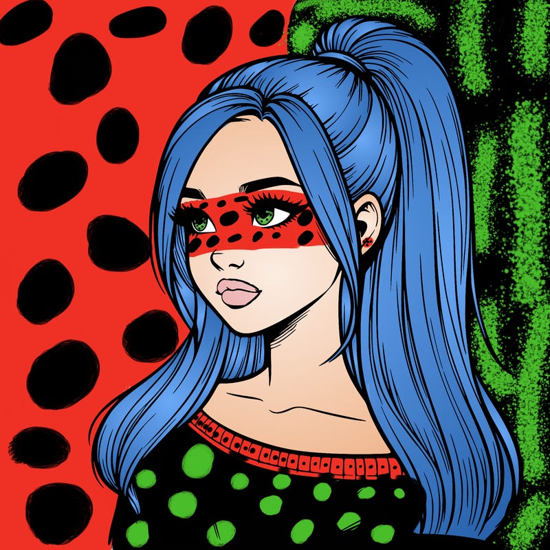 realistic girl with a high ponytail