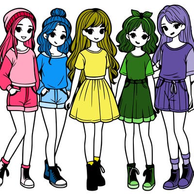 a group of five girls