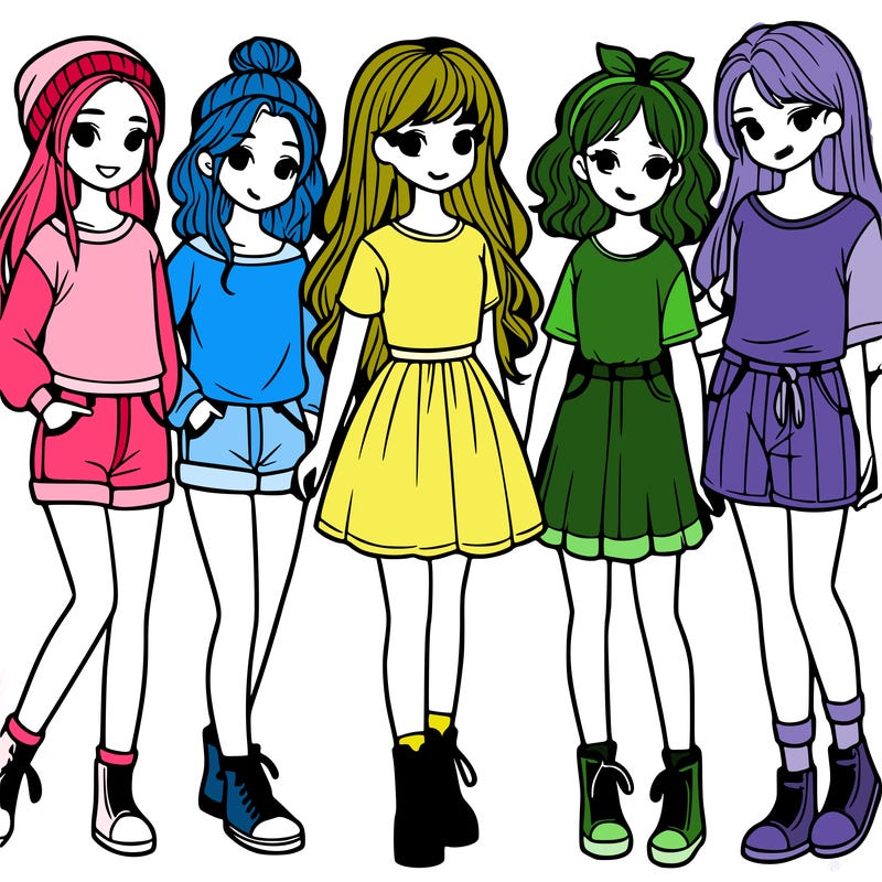 a group of five girls