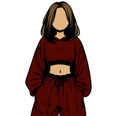 realistic girl faceless with baggy pants and a crop top