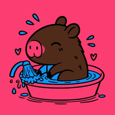 capybara taking a bath