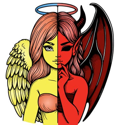 realistic angel half demon