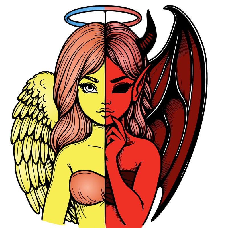 realistic angel half demon