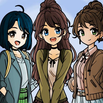 3 teenage anime girls