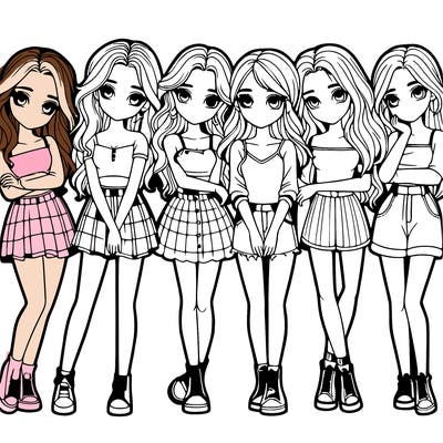 a group of girls realistic