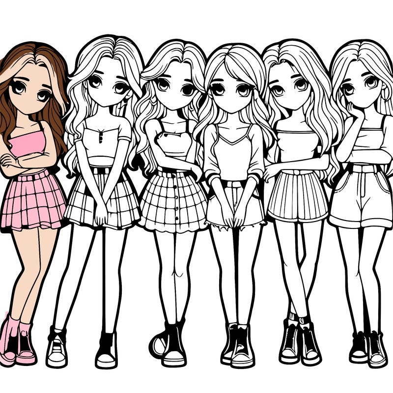 a group of girls realistic