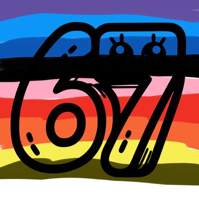 the numbers 67