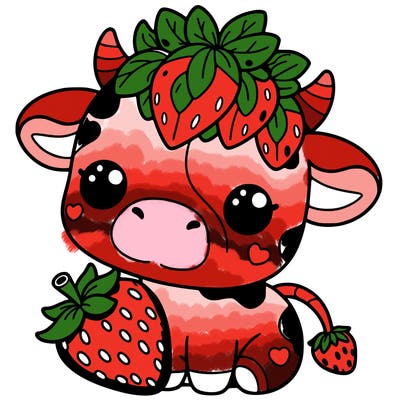 cute strawberry cow