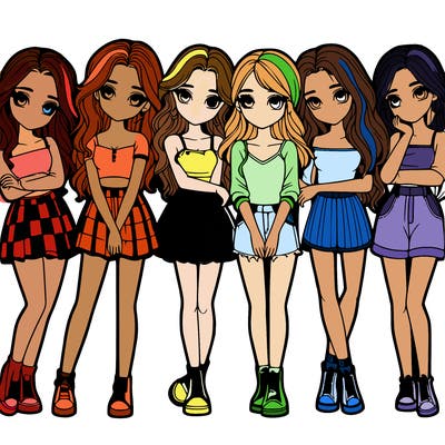 a group of girls realistic