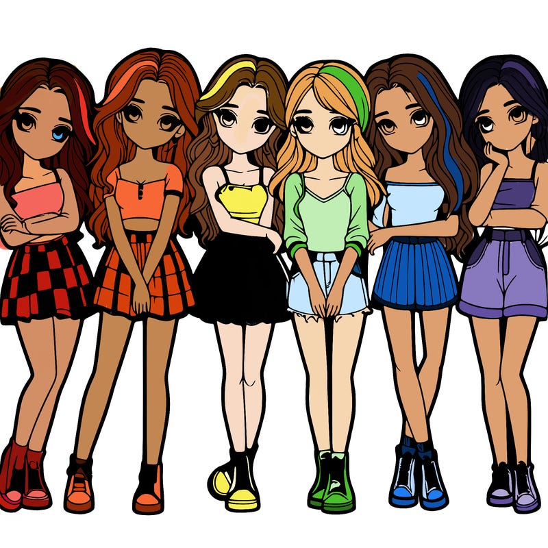 a group of girls realistic