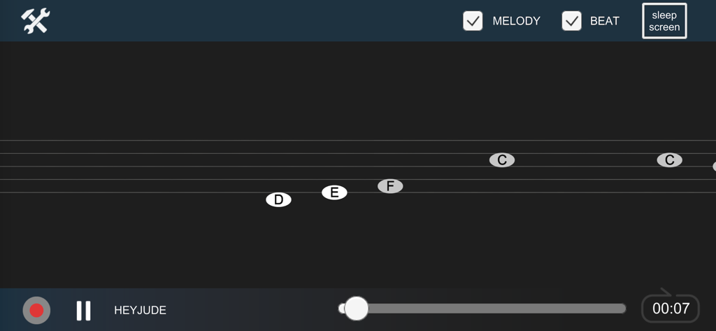 Harmonica Tab Pro - Harmonica Tab Pro practice screen with notes for Hey Jude