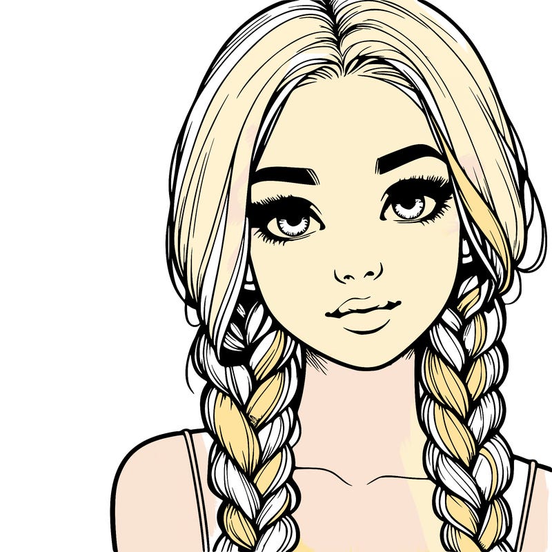 realistic girl with braids