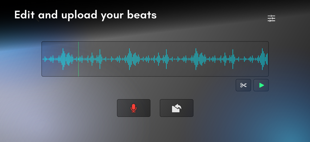 Real Pads: DJ electro drums - Interface of Real Pads showing an audio waveform for editing and uploading music beats.