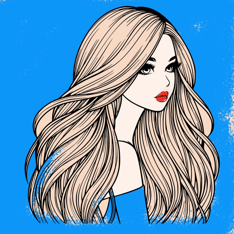 realistic girl with long realistic hair