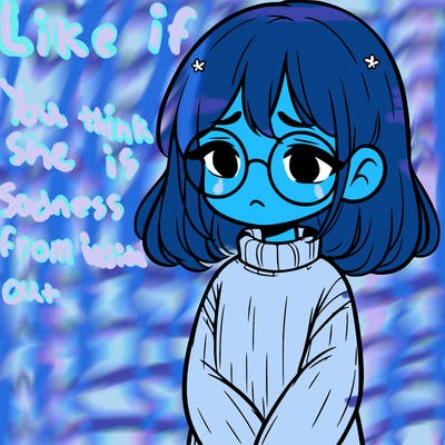 sad girl with glasses in a sweater