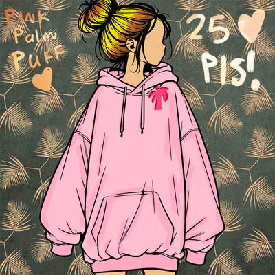 realistic girl with a oversized sweatshirt on and a bun