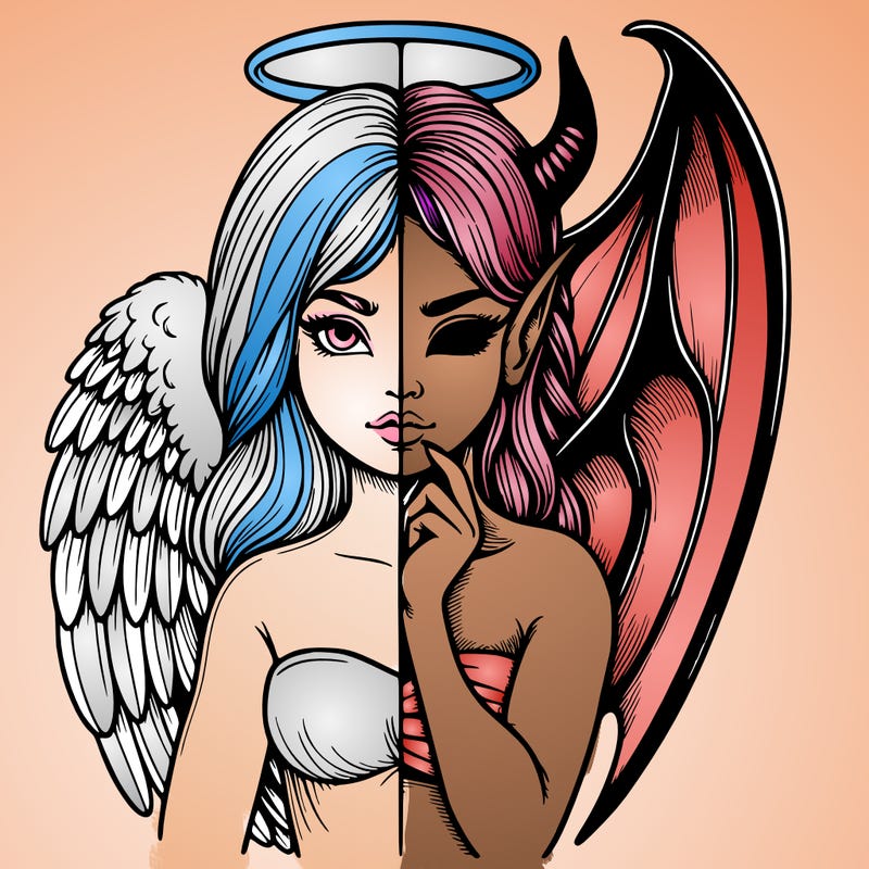 realistic angel half demon