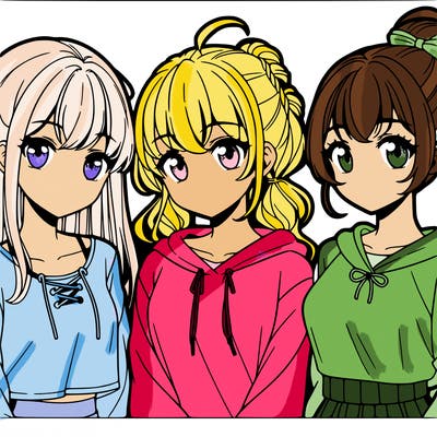 three girls anime