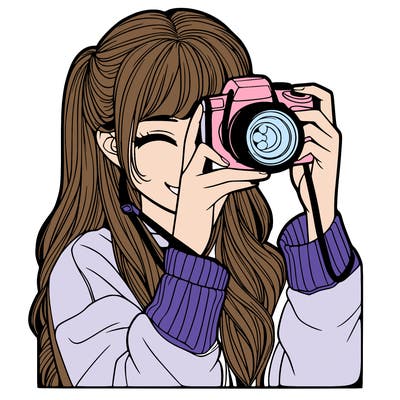 realistic girl taking a picture
