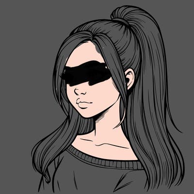 realistic girl with a high ponytail