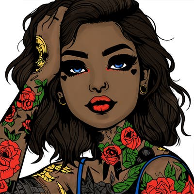 realistic girl with tattoos all over