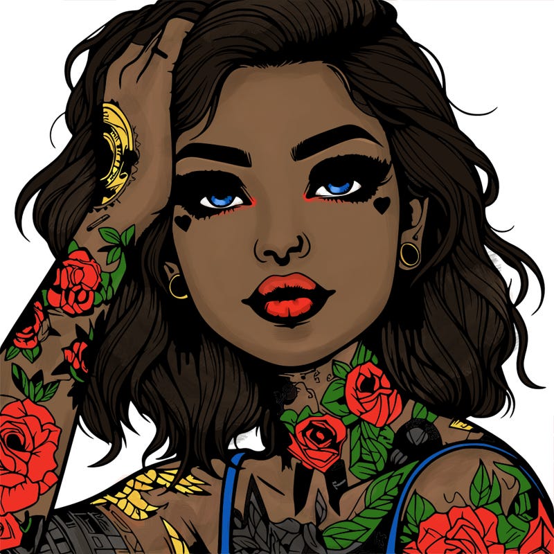 realistic girl with tattoos all over