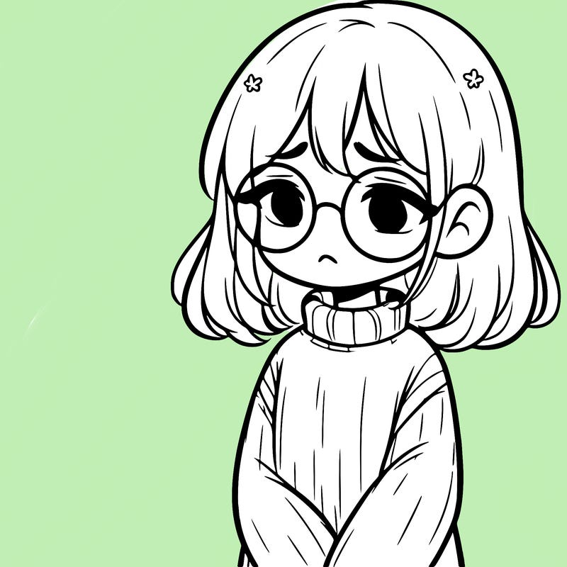 sad girl with glasses in a sweater