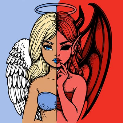 realistic angel half demon