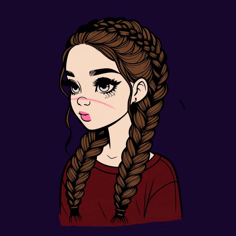 realistic girl with braids