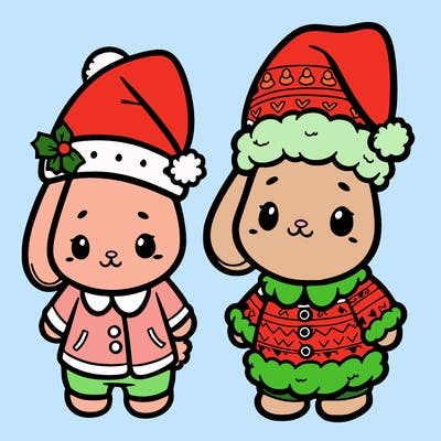 cute christmas bunny in a cute little outfit