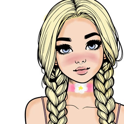 realistic girl with braids