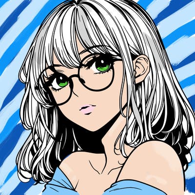manga woman character with glasses and nice lips