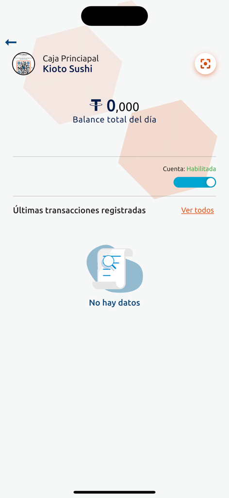 Apolo Pay - Panel de negocios de la aplicación Apolo Pay que muestra saldo cero y un historial de transacciones vacío.