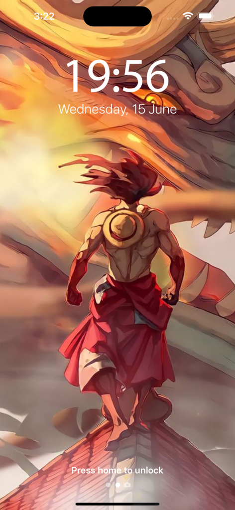 Anime Wallpaper Otaku HD - HD anime wallpaper of Luffy from One Piece used as an iPhone lock screen