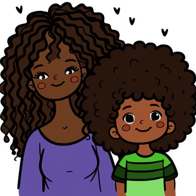 mom with curly hair and son curly hair