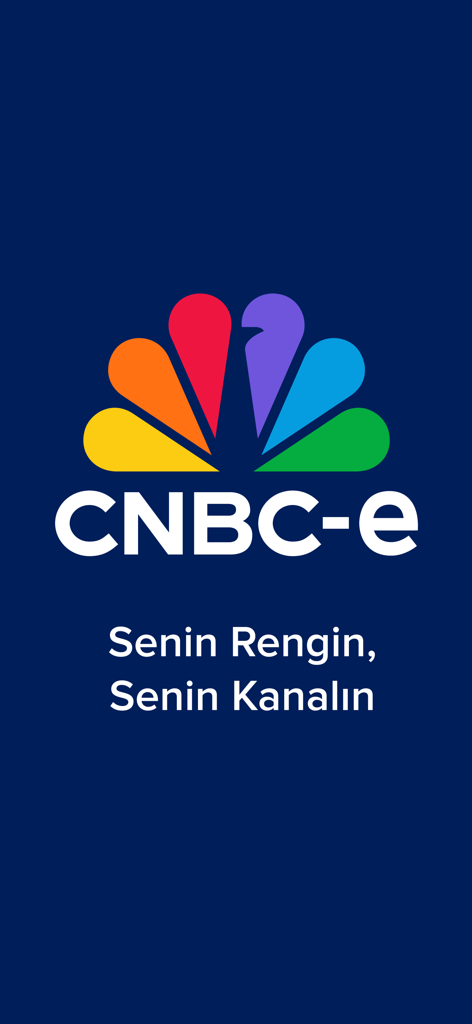 CNBC-e - CNBC-e app splash screen with peacock logo and slogan