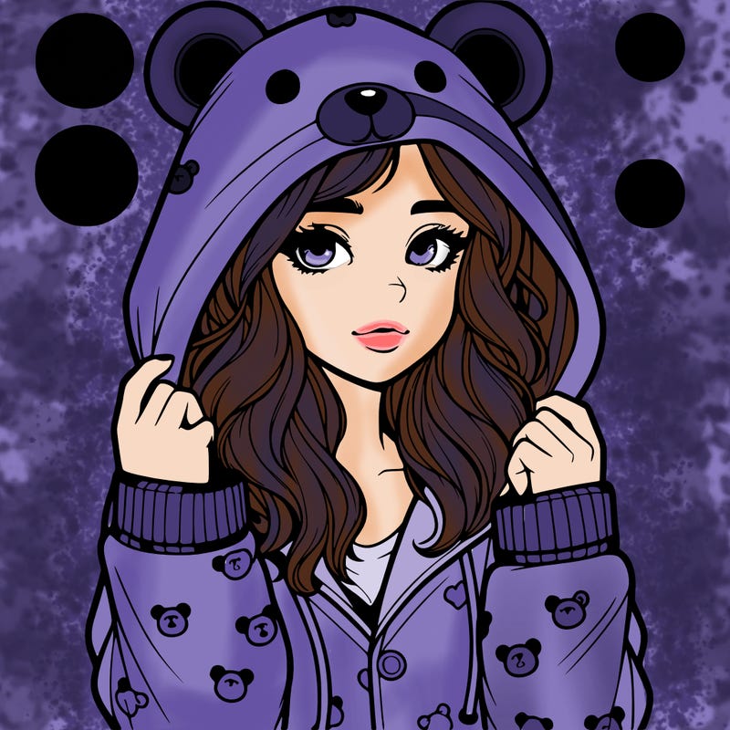 realistic girl in a animal pjs hoodie