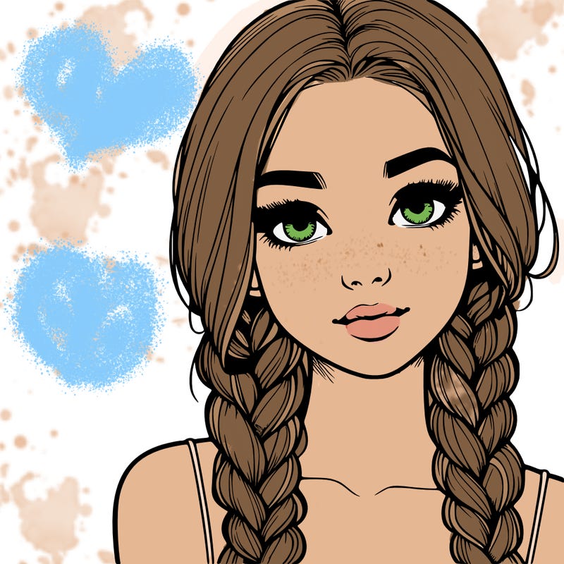 realistic girl with braids